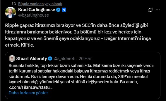 XRP CEO'su Brad Garlighouse Ripple /SEC davası sonuç